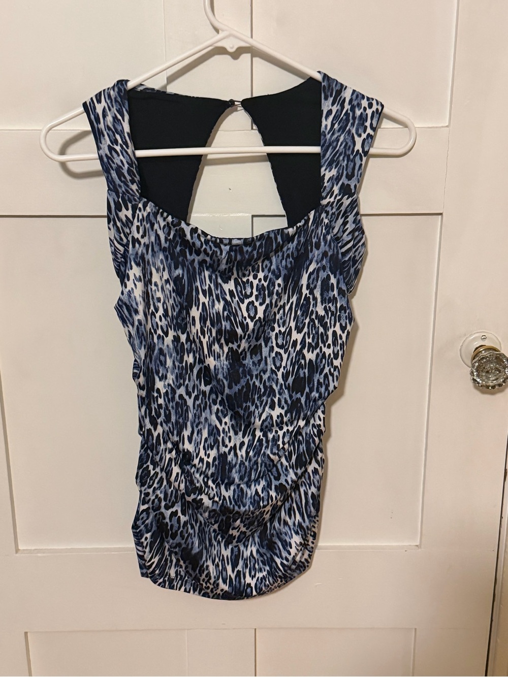 Sleeveless Blue Leopard-Print Tank Top